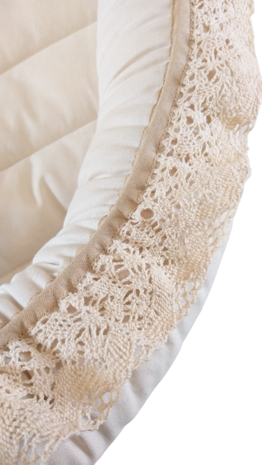 Babynest – Unbleached Cotton + Vintage Crochet Trim