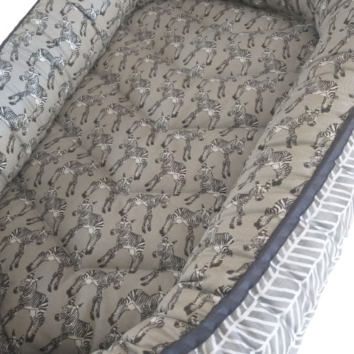 Babynest – Grey Zebras + Grey + Grey Trim