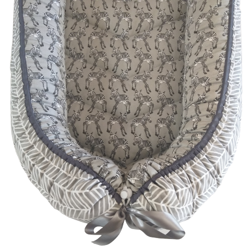 Babynest – Grey Zebras + Grey + Grey Trim