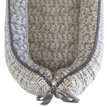 Babynest – Grey Zebras + Grey + Grey Trim