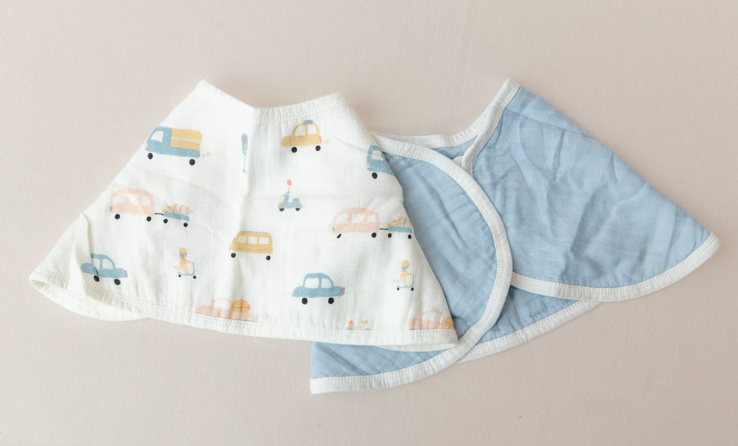 2-in-1 Burp Cloth + Bibs (2 Pack) - Beep Beep + Blue