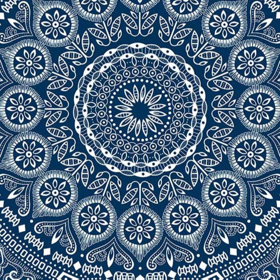 Feeding Pillow – African Navy Blue Medalloin ShweShwe + Navy