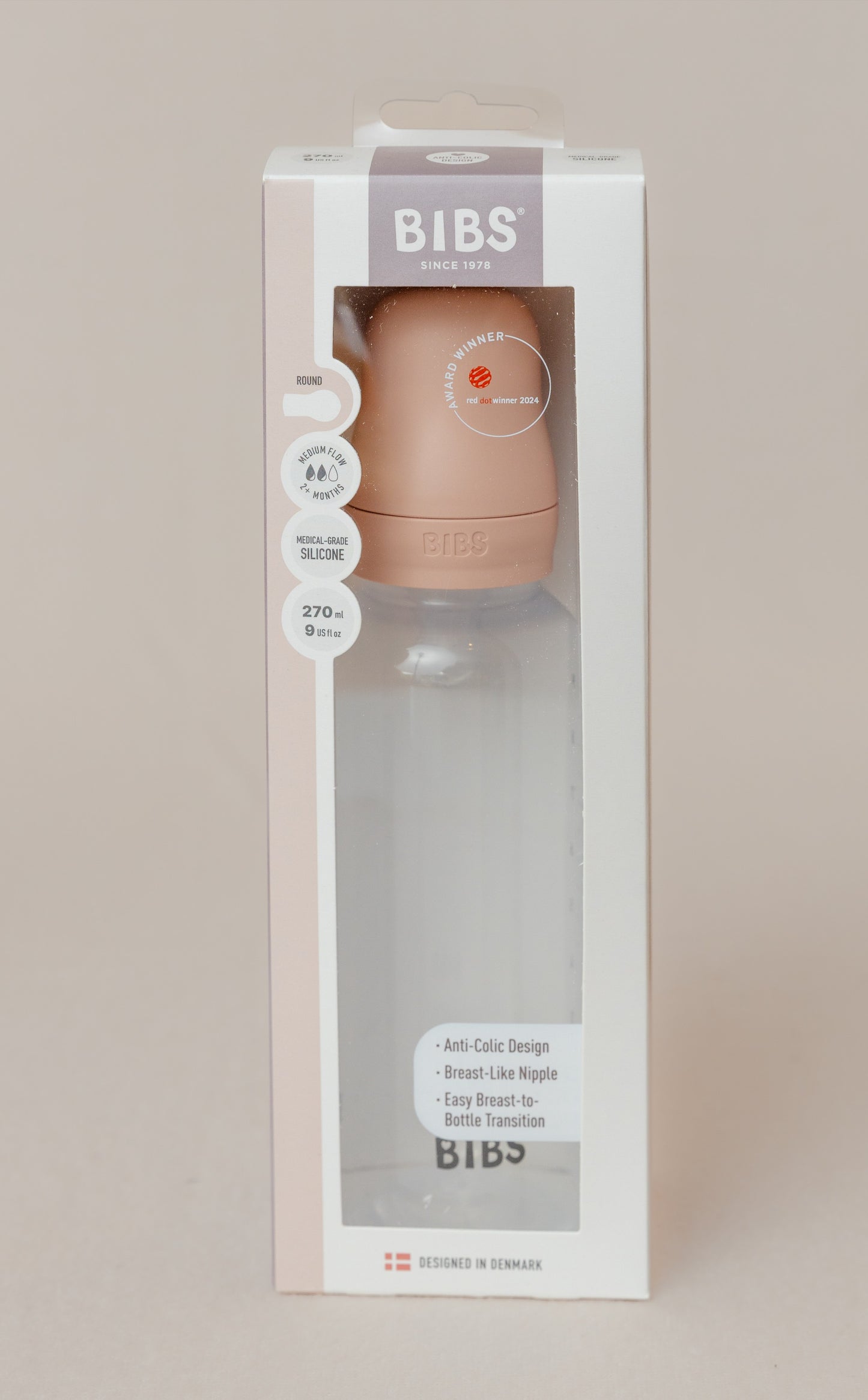 BIBS Baby Bottle Round 1 Pack Medium Flow