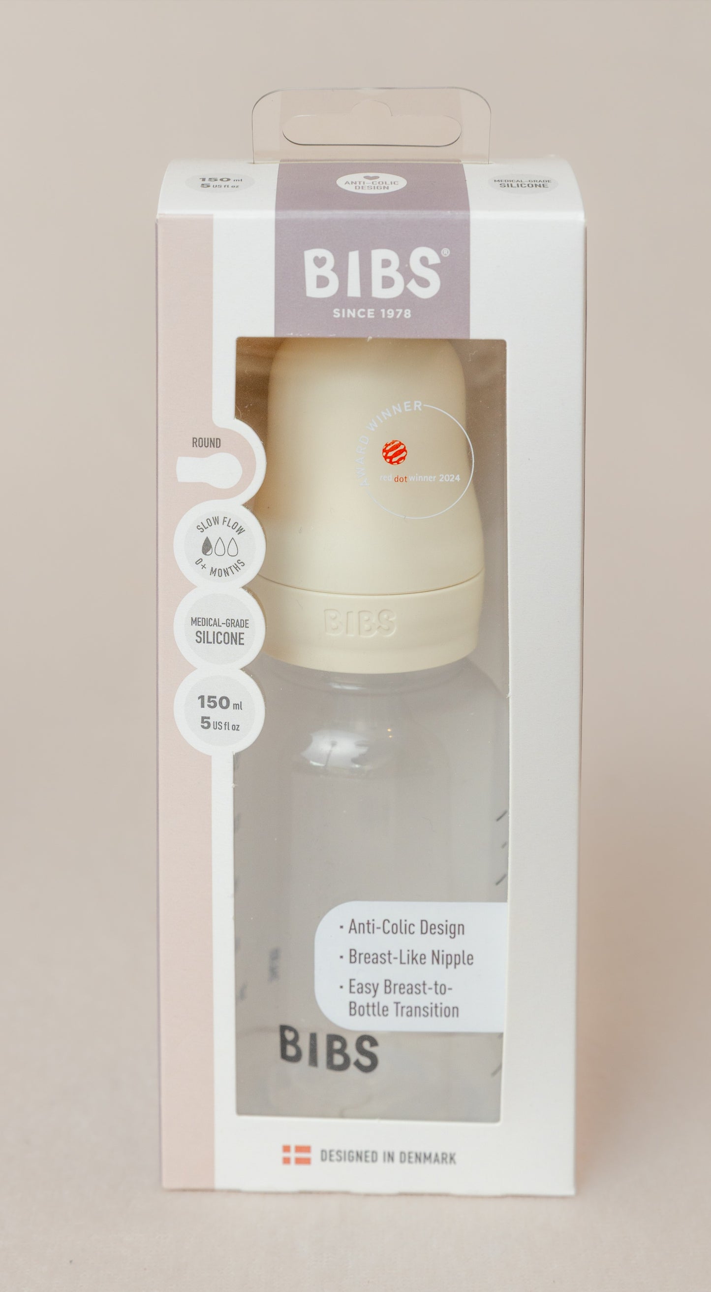 BIBS Baby Bottle Round 1 Pack Slow Flow