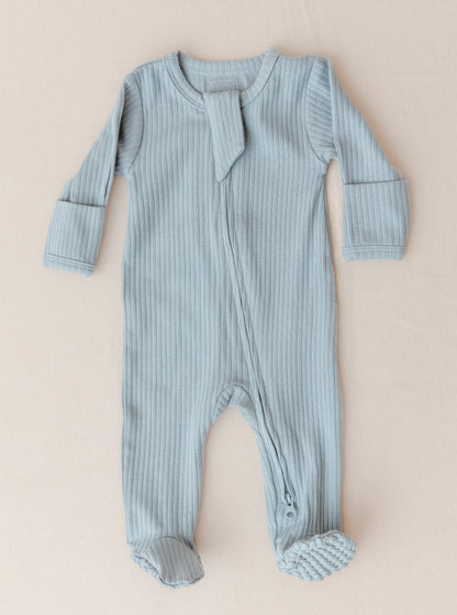 Organic Cotton 2-Way Zipsuit - Light Blue