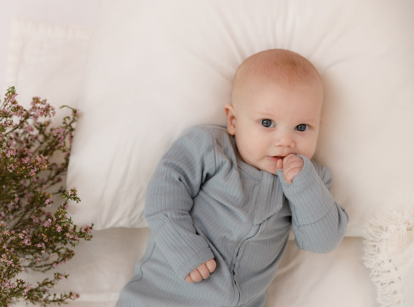 Organic Cotton 2-Way Zipsuit - Light Blue