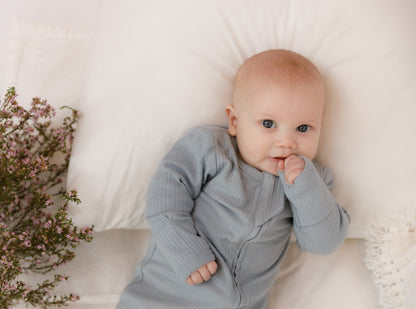 Organic Cotton 2-Way Zipsuit - Light Blue