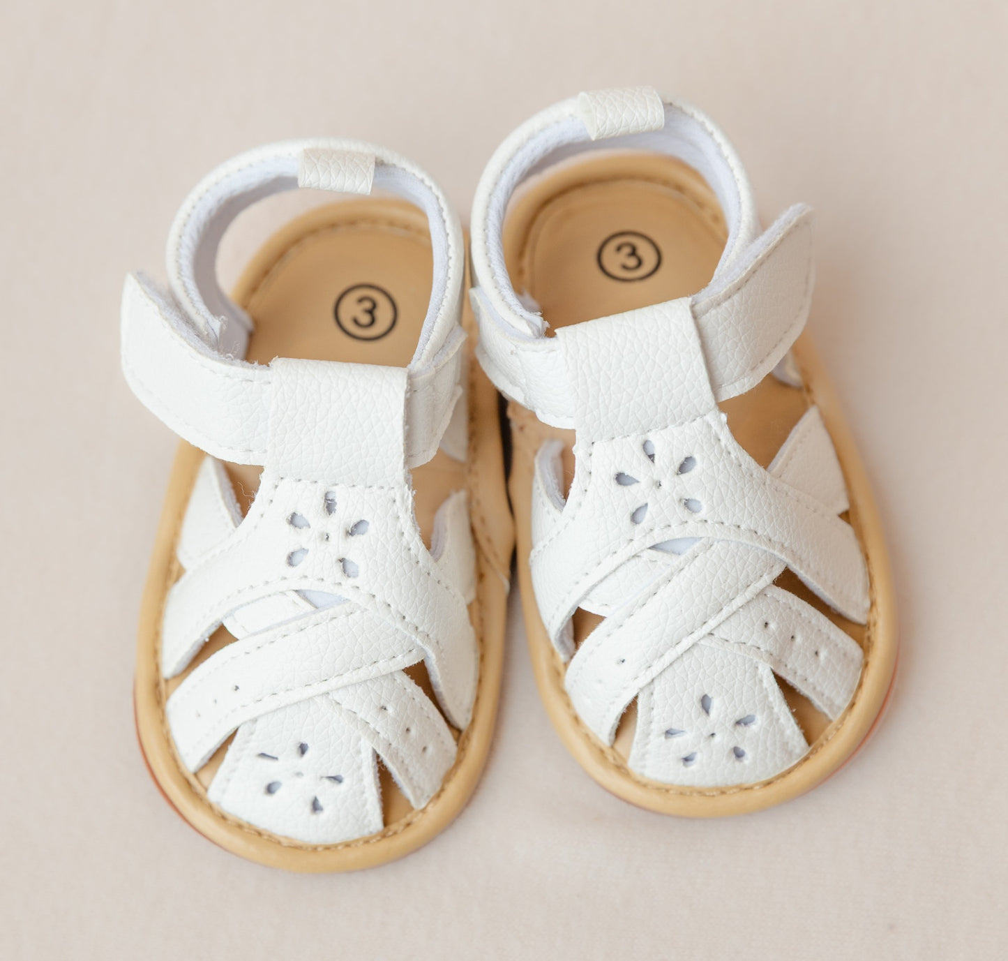 Flower Detail Sandals - White