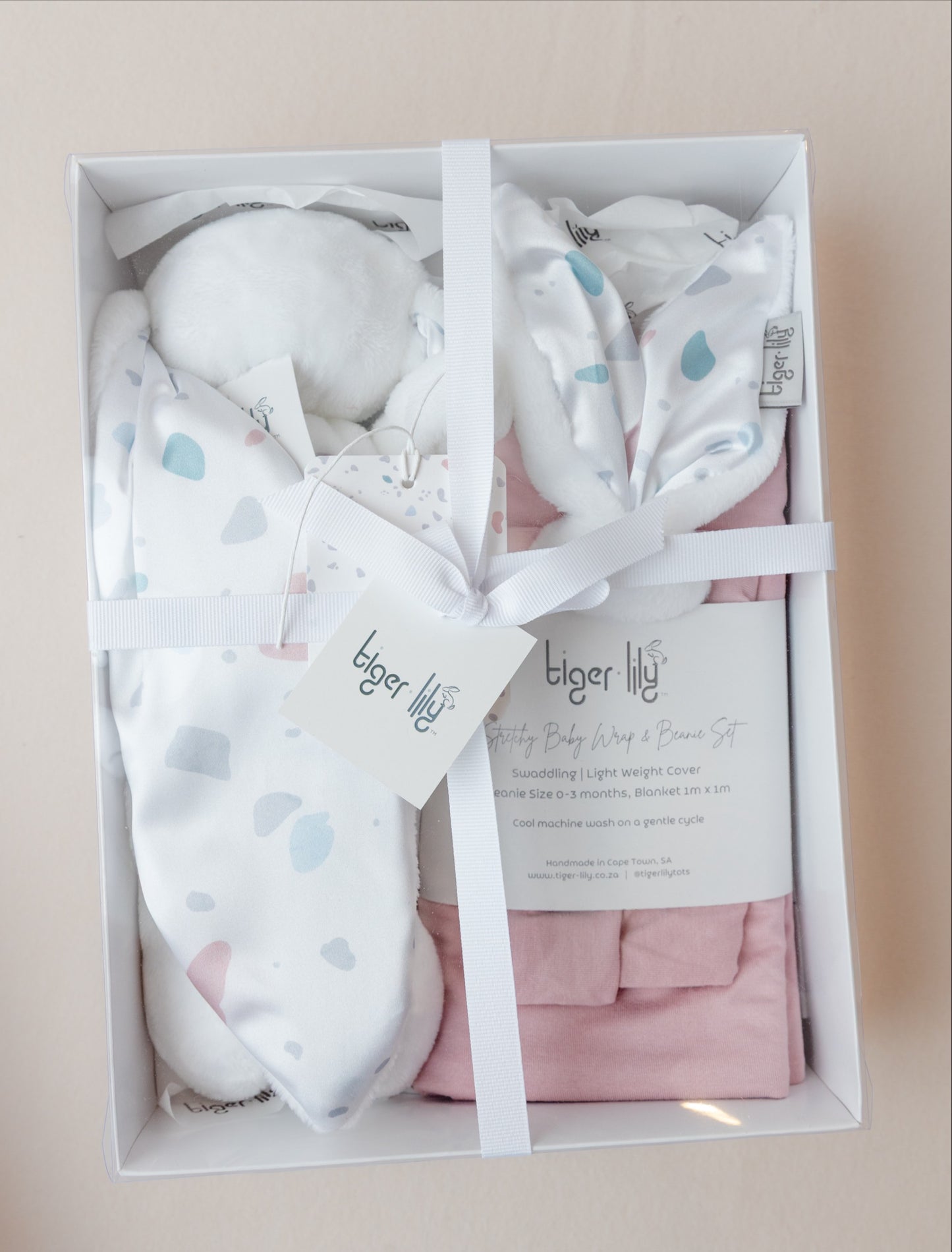 Gift Set- Swaddle & Bunny Blush/Terrazzo