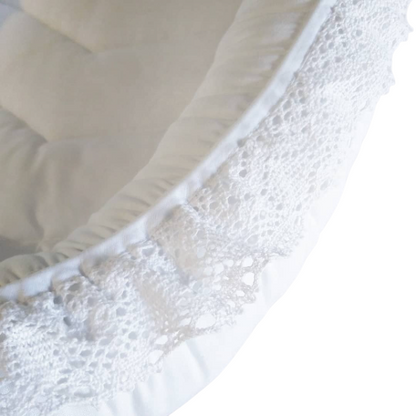 Babynest – Crisp White + Vintage Crochet Trim