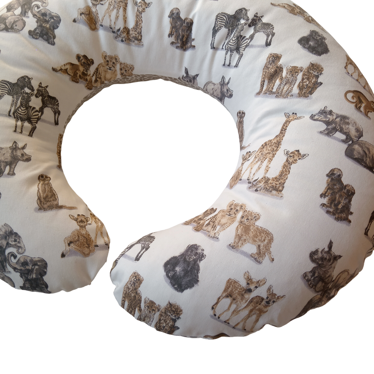 Feeding Pillow – Baby Wild Animals + Grey Leopard Print