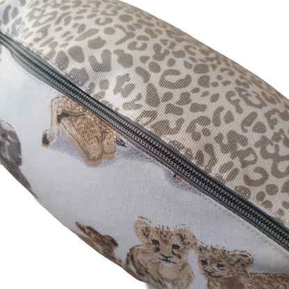 Feeding Pillow – Baby Wild Animals + Grey Leopard Print