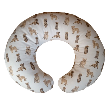 Feeding Pillow – Baby Lion & Cheetah Cubs + Sand Leopard Print