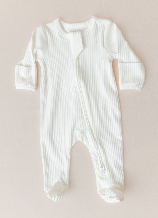 Organic Cotton 2-Way Zipsuit - Ivory