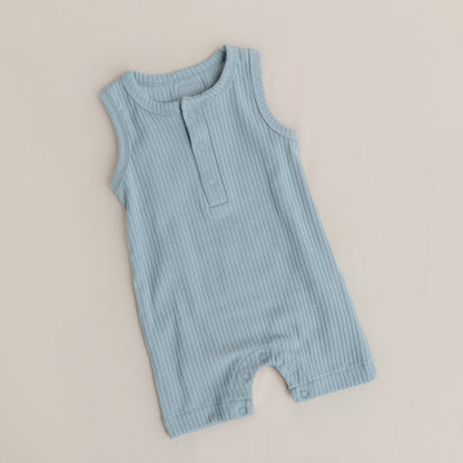 Organic Rib Cotton Tank Growsuit - Light Blue