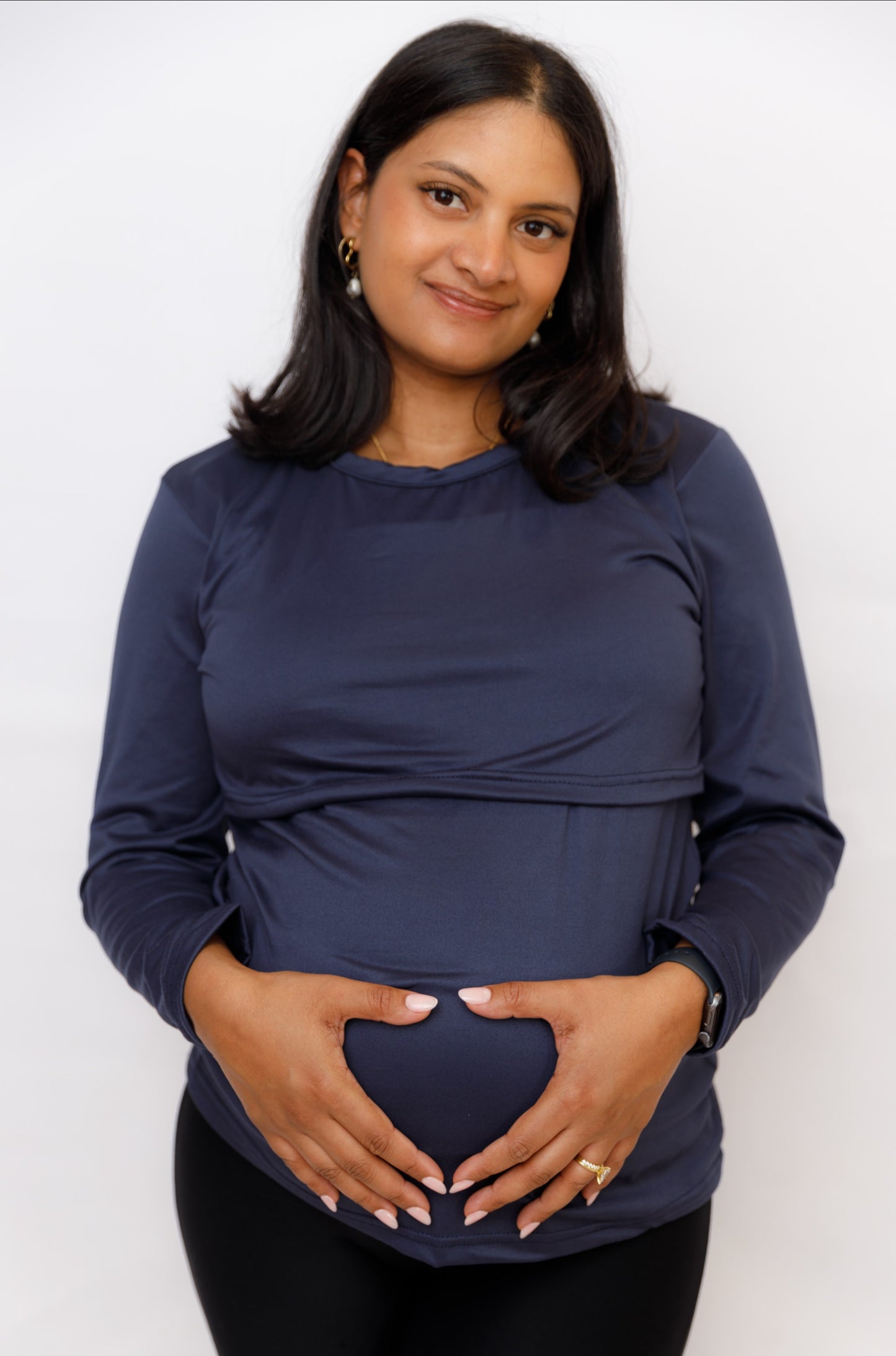 Navy Breastfeeding Top LS