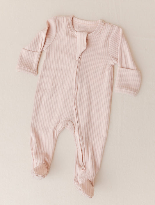 Organic Cotton 2-Way Zipsuit - Blush