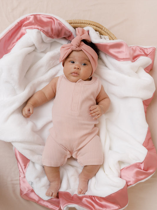 Organic Rib Cotton Tank Growsuit - Blush