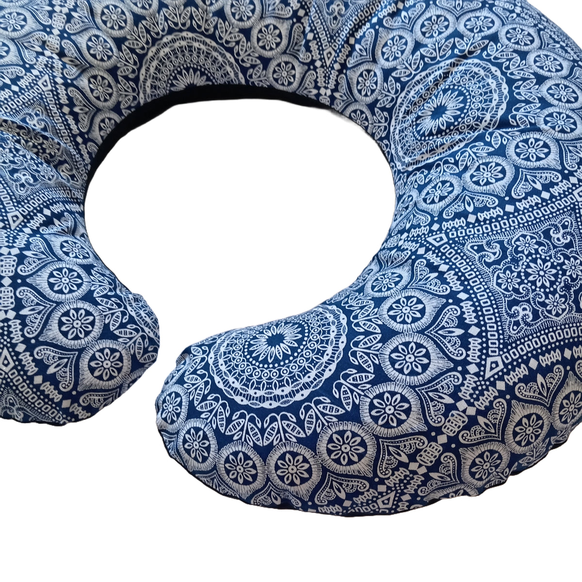 Feeding Pillow – African Navy Blue Medalloin ShweShwe + Navy