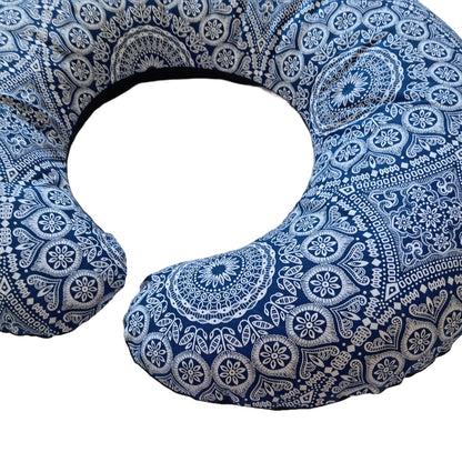 Feeding Pillow – African Navy Blue Medalloin ShweShwe + Navy