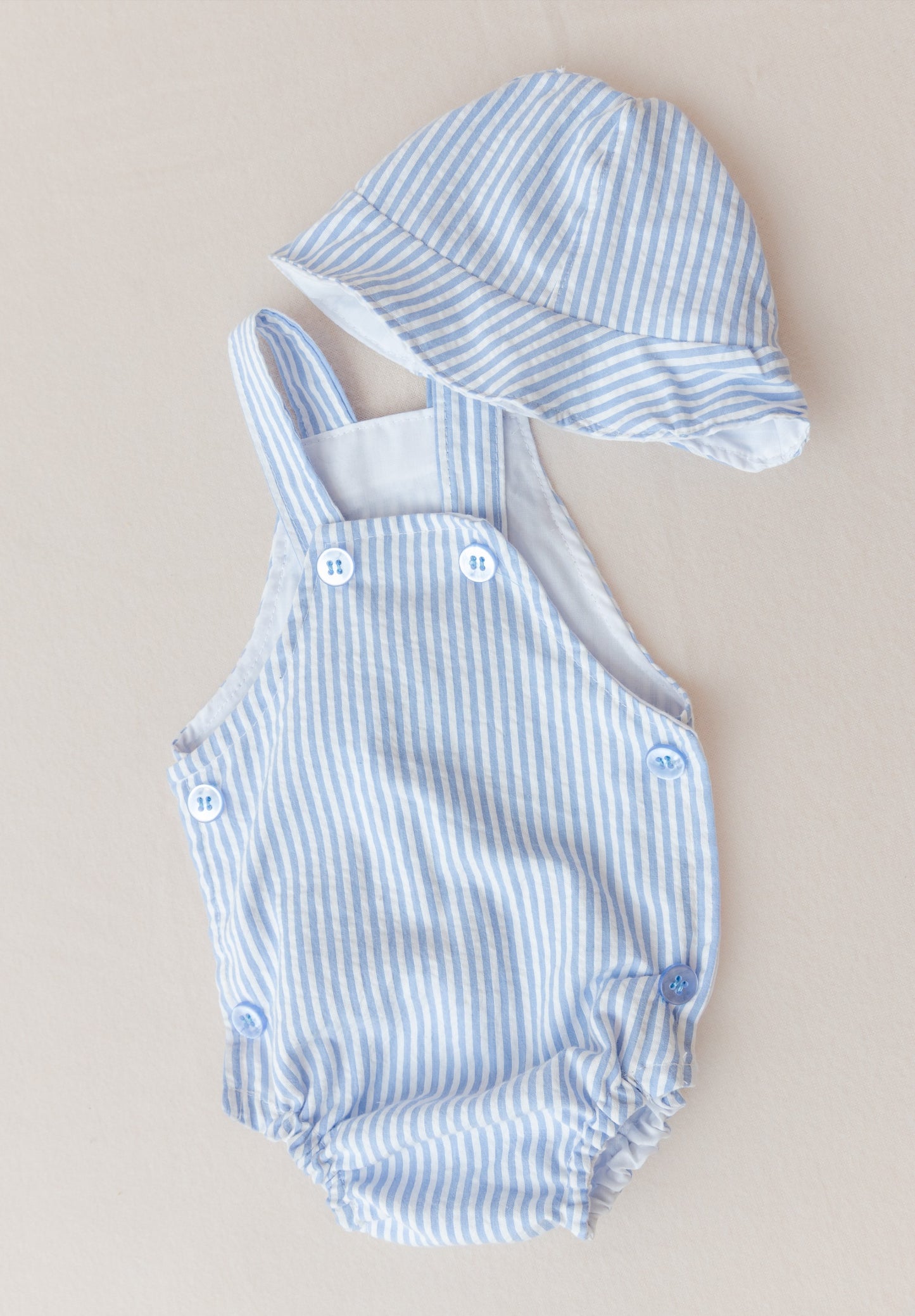 Romper Set Blue Stripe With Hat