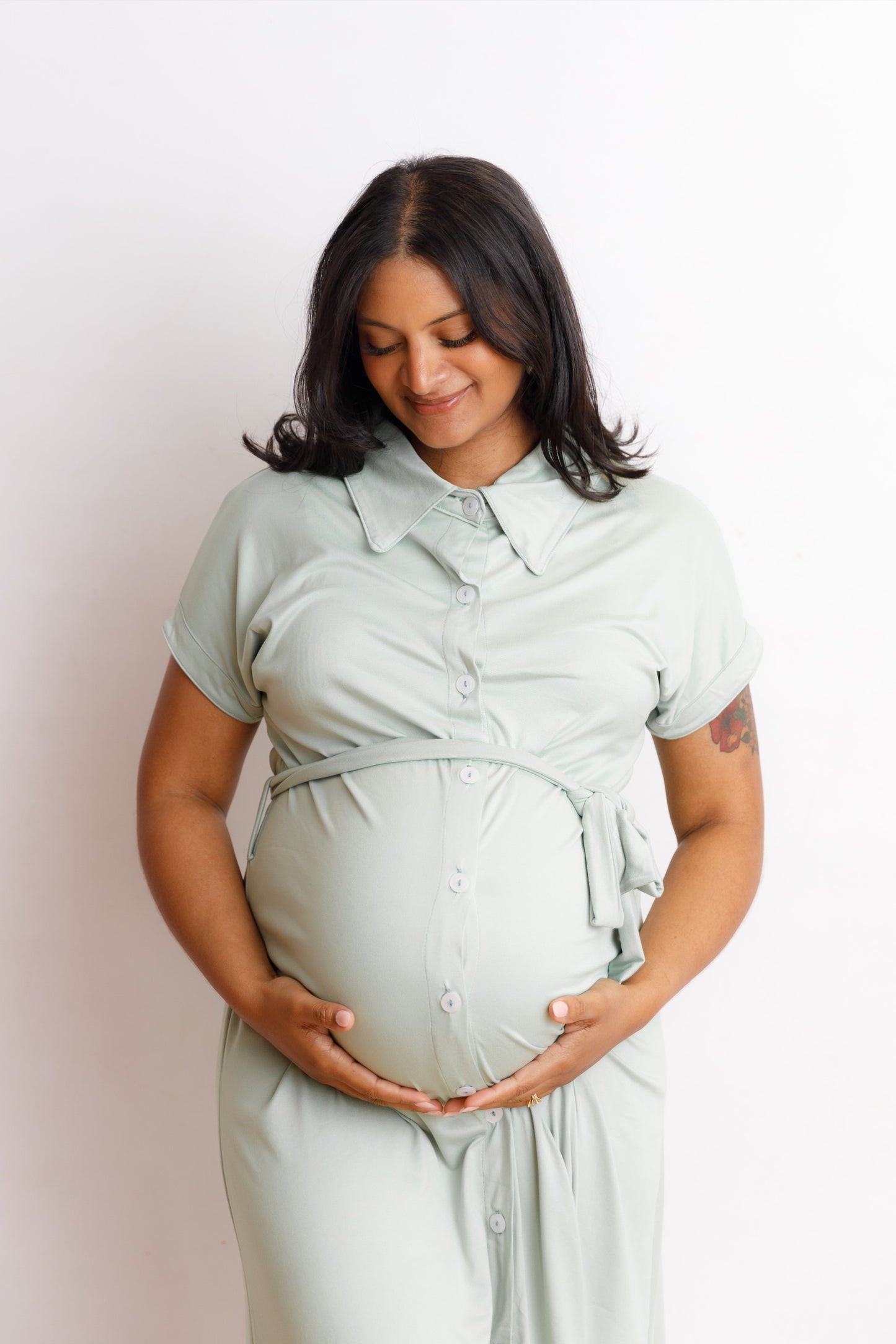 Sage Summer Button Dress